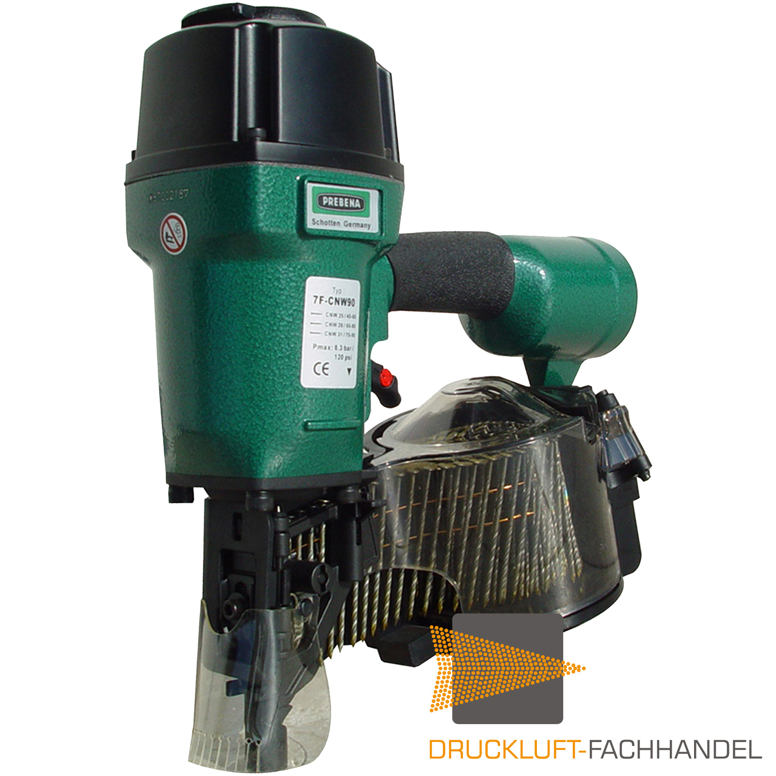 Prebena Profi-Druckluftnagler 7F-CNW90 Coilnagler  + DF Meterstab