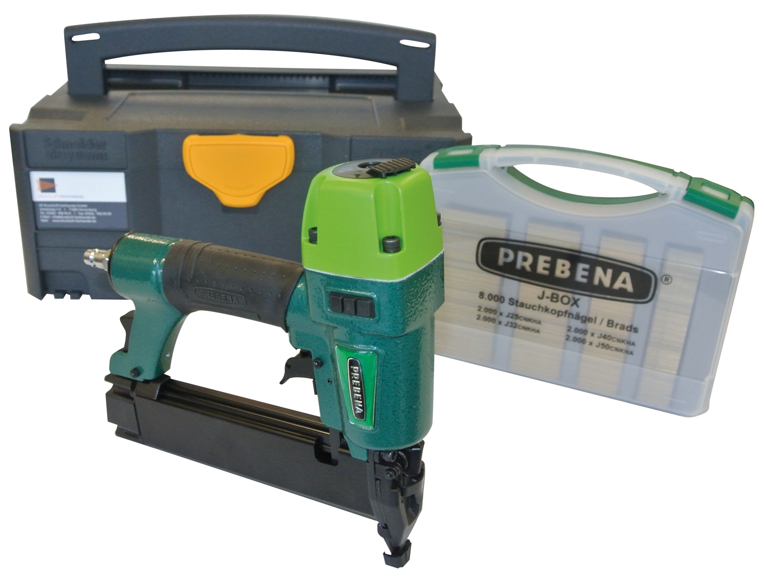 AKTION DF-Spar-Set Prebena Druckluftnagler 2XR-J50 + J-Box + Systainer + Spezial-Öl für Druckluftwerkzeuge