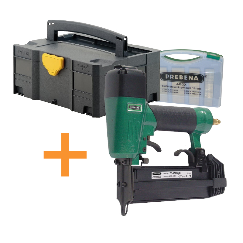 AKTION DF-Spar-Set Prebena Profi-Druckluftnagler 2P-J50SDS + J-Box + Systainer