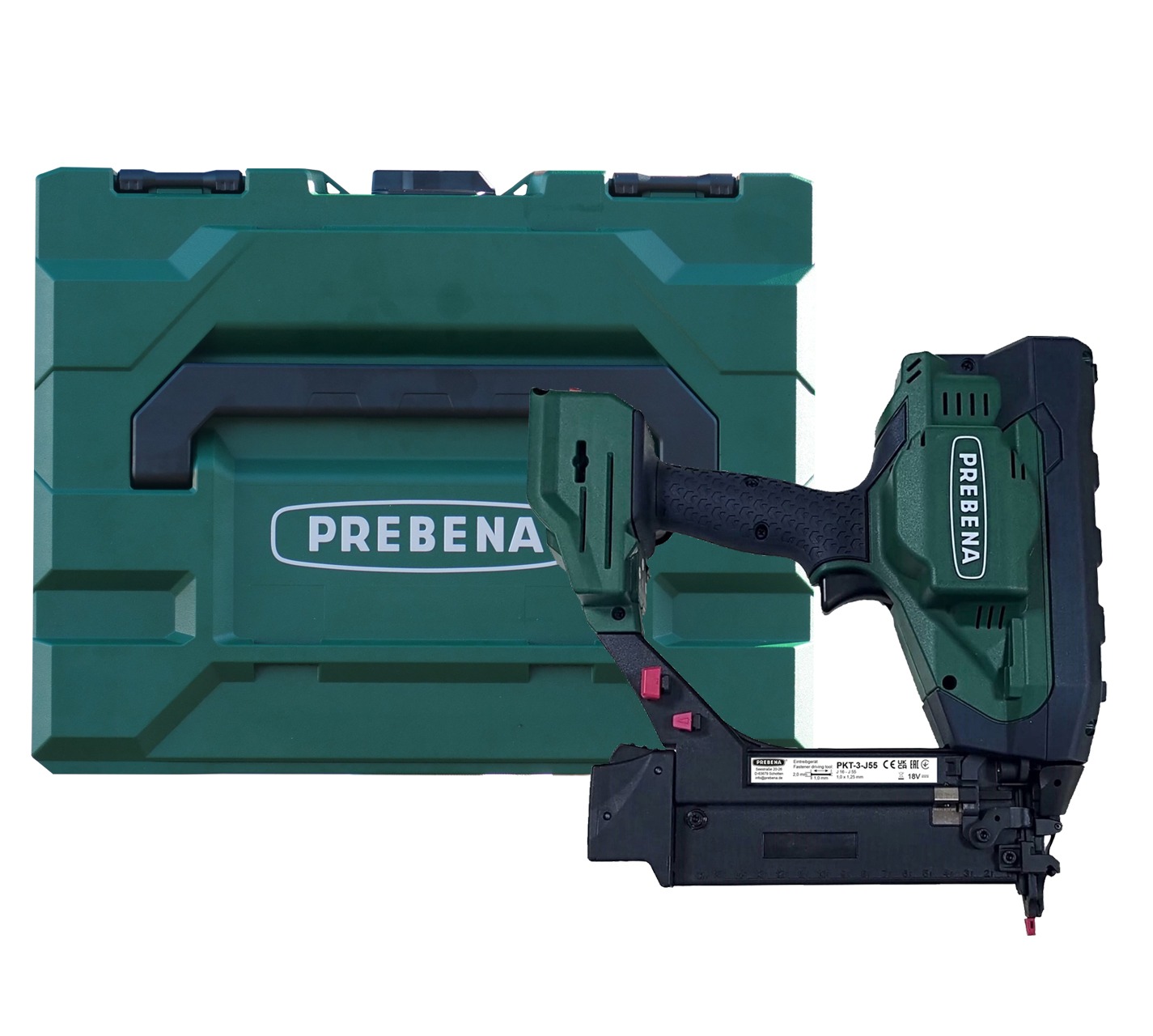 Prebena Druckluft-Akku-Nagler Set PKT-3-ES40-SET22 für Heftklammern Type ES von 15-40 mm (mit Akku und Ladegerät)