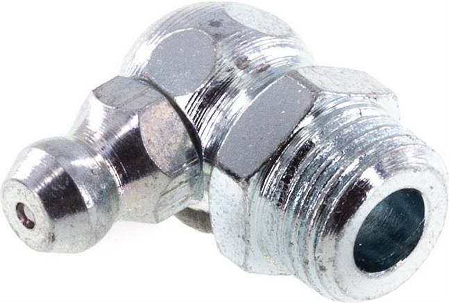 90° Kegelschmiernippel, M 10x1 (konisch), Stahl verzinkt (6-kant)