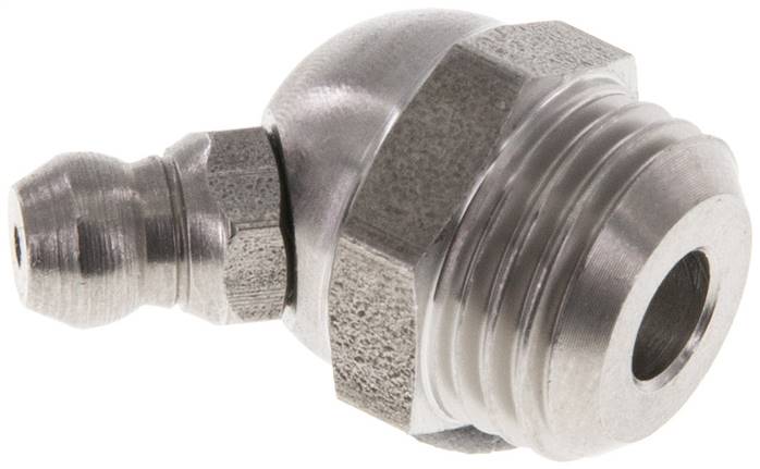 45° Kegelschmiernippel, R 1/4", 1.4305 (6-kant)
