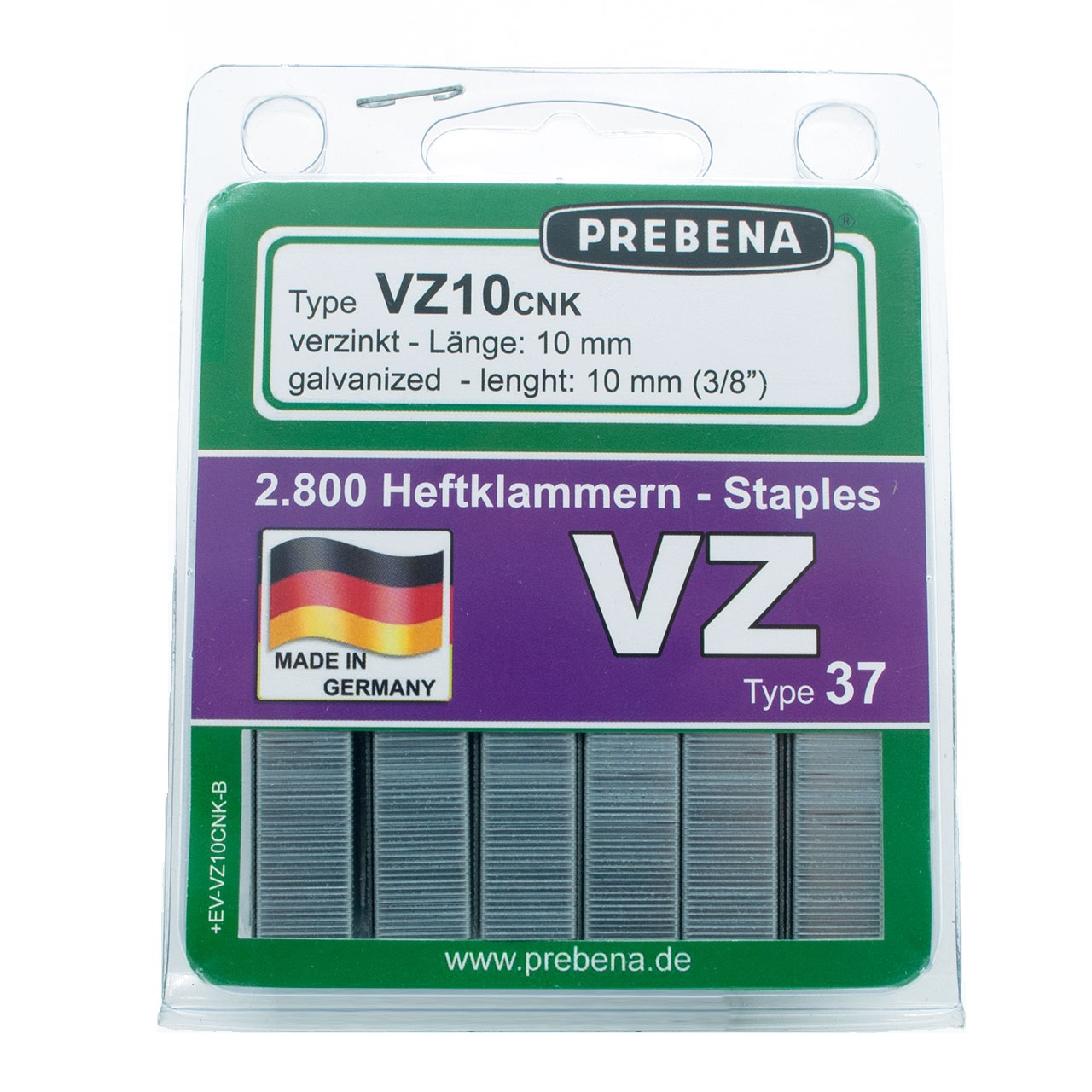 Prebena Heftklammern im Blister VZ10CNK-B verzinkt