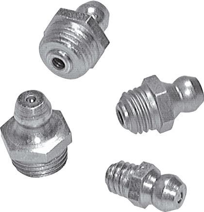 Gerader Kegelschmiernippel, R 1/4", Stahl verzinkt