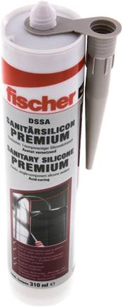FISCHER Sanitärsilikon DSSA, grau (RAL 7035), 310 ml Kartusche